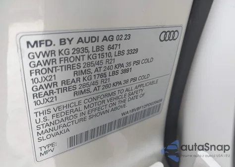 2023 Audi Q8 Premium Plus 55 Tfsi Quattro Tiptronic from USA, damaged, VIN WA1BVBF12PD020429